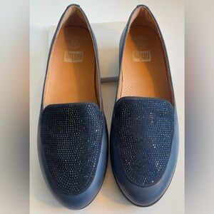Fitflop Navy Blue Loafers with Sparkle Detail
